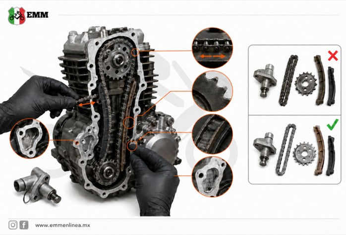 Cambiar el tensor de distribución de una moto