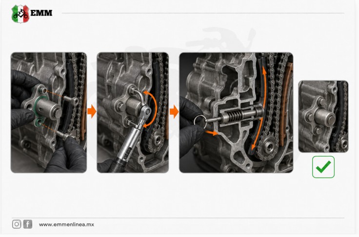 Cambiar el tensor de distribución de una moto