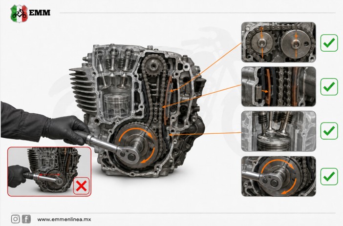 Cambiar el tensor de distribución de una moto