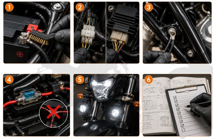 Revisión del sistema de carga de moto